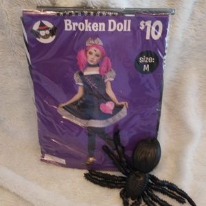 Girls Halloween 2 Piece Costume "Broken Doll" NWT